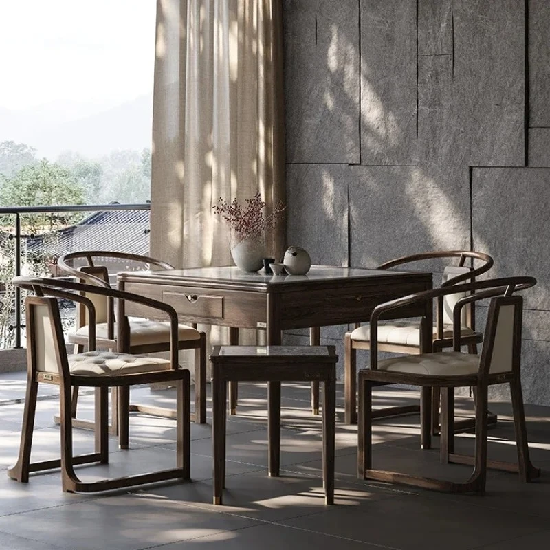 

C New Chinese Style Nanmu Mahjong Table Dining Table Dual-Use Automatic Home High-End Bass Mahjong Machine