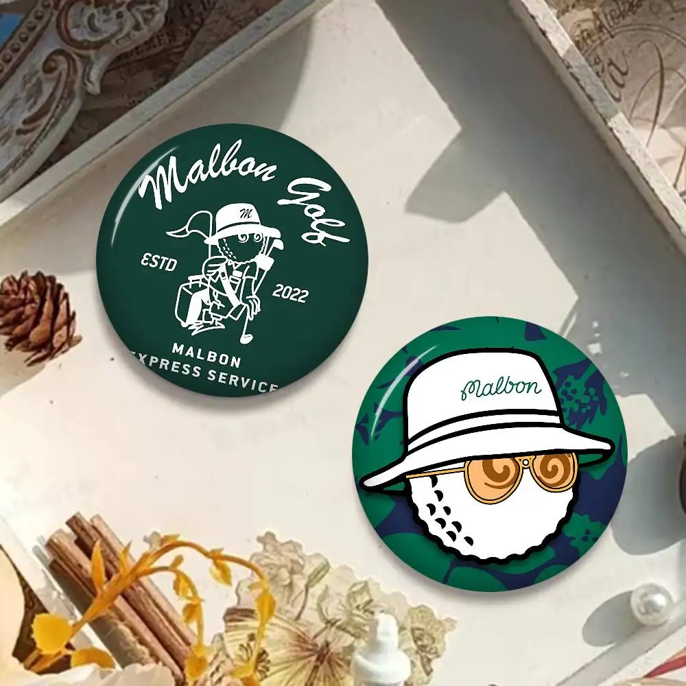 Fashion Golf MALBON 32/44/58mm Round Cartoon Brooches Handmade Pins For Backpack Jewelry Accessories Gifts Creative Badge