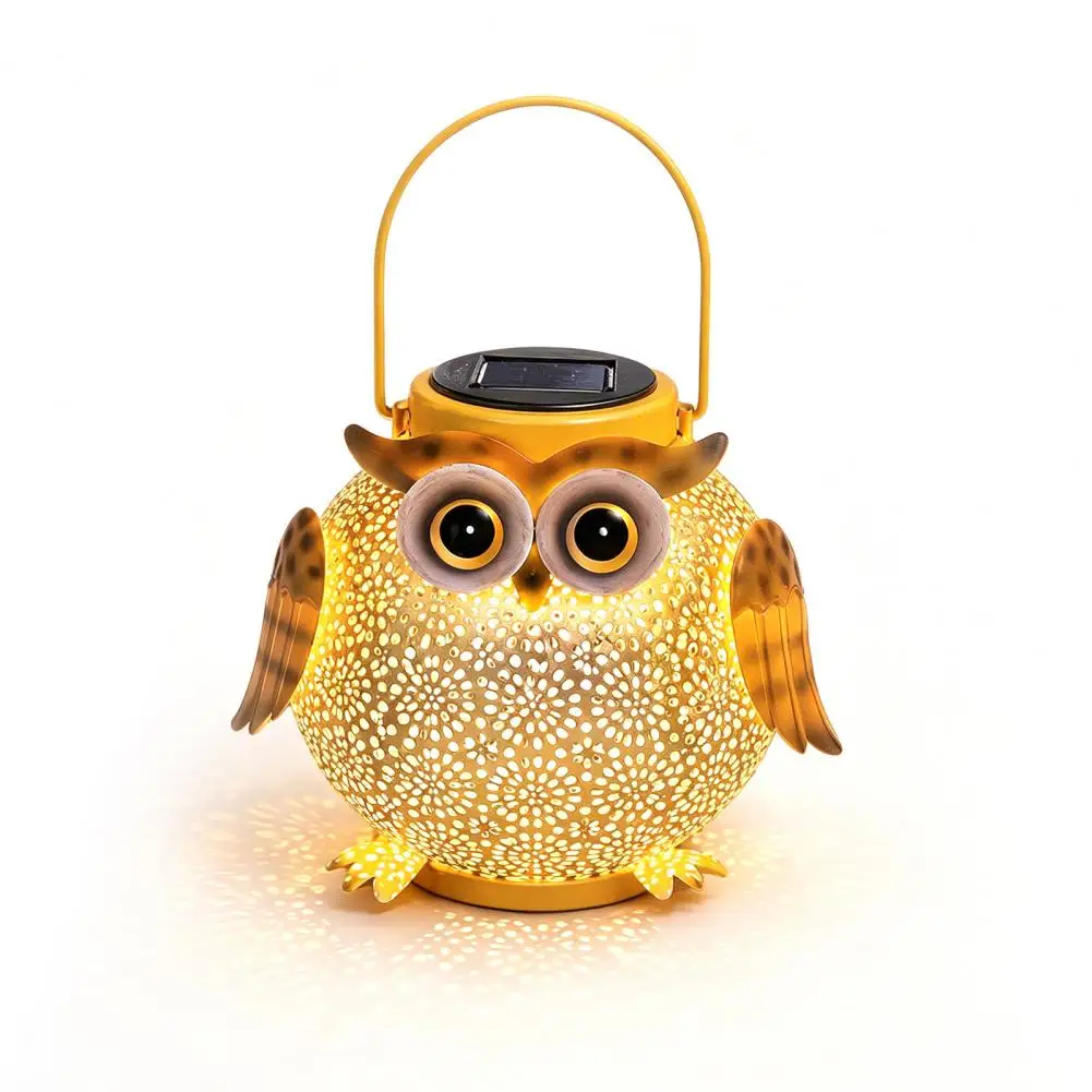 Solar Light, Owl Design Garden Decor, Outdoor Metal Lantern Solar Garden Light for Outside Patio Yard Lawn Porch