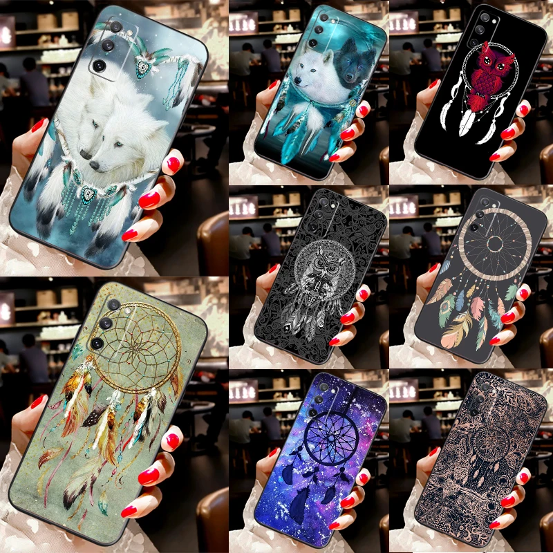 Dream Catcher Feather Wolf Case For Samsung Galaxy S23 S22 Ultra S21 FE S20 FE S8 S9 S10 S10e Note 10 Plus Cover Coque