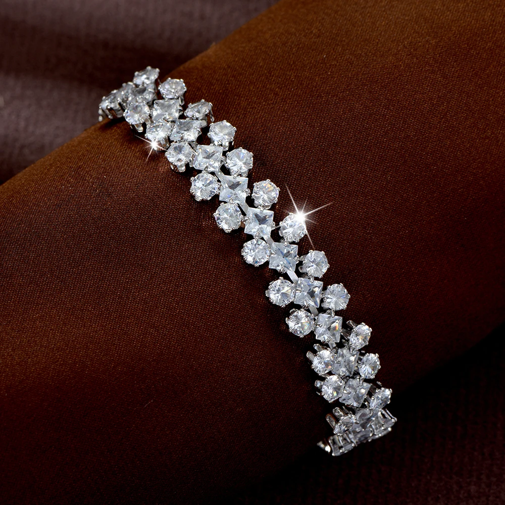 

HIBRIDE New round exquisite lovely sliver color sparkle bracelet dress decorative jewelry and wedding ball party gift B224