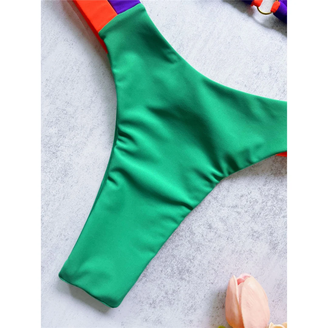 Splicing Neckholder High-Cut Brazilian Bikini Damen Bademode Zweiteiliger Bikini-Set Badeanzug Badebekleidung Schwimmanzug V6067 – Detail 24