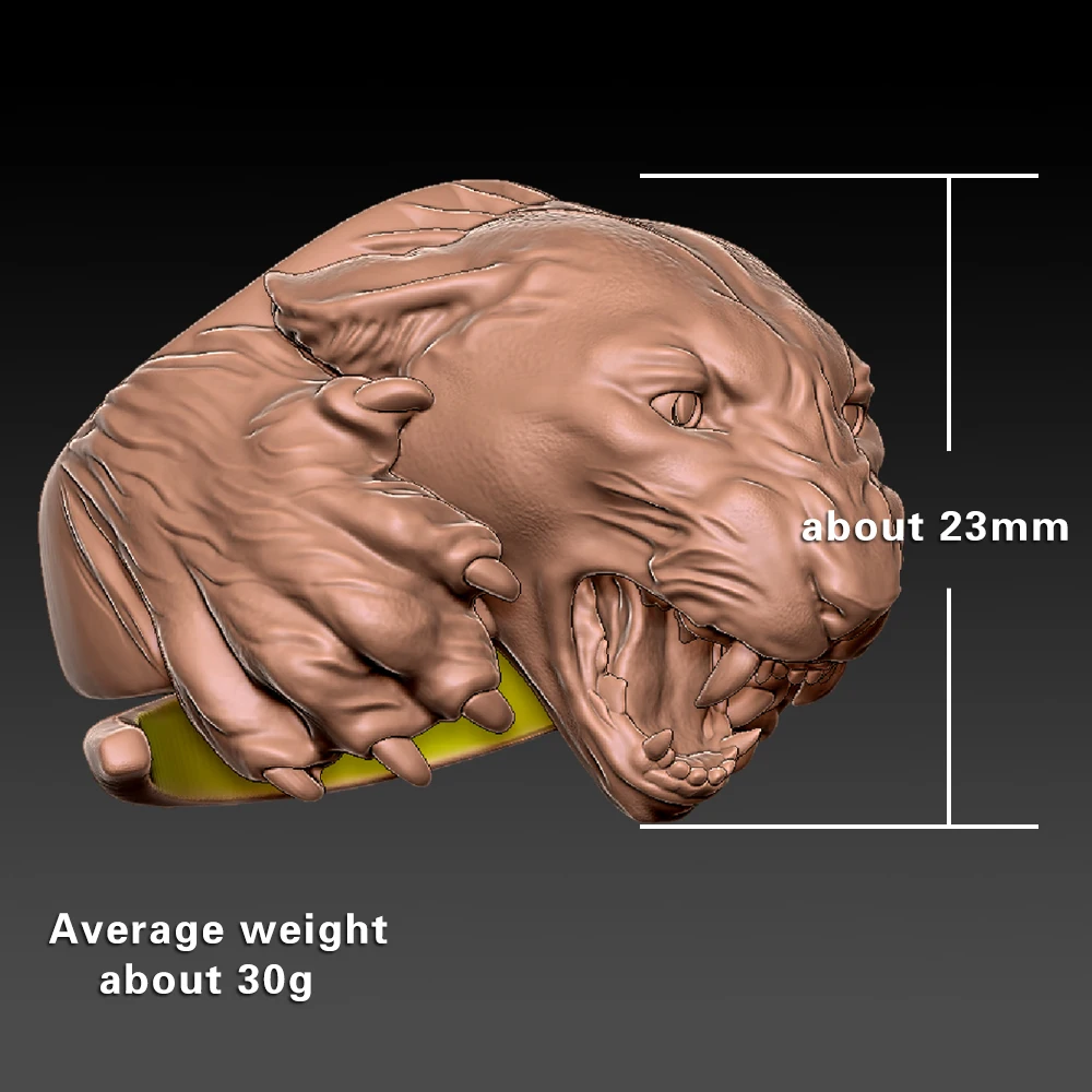 925 Sterling Silver Hunting Leopards Punk Ring TK348 Open US Size 8~15 BZ