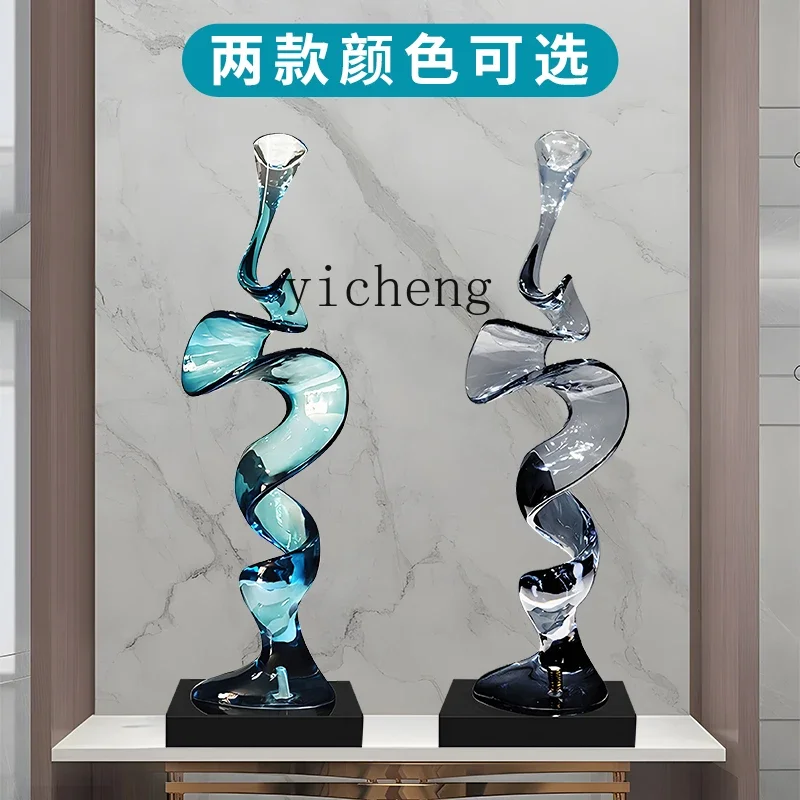 ZK transparent resin art sculpture vertical high ornament hotel living room entrance niche light luxury high-end decoration