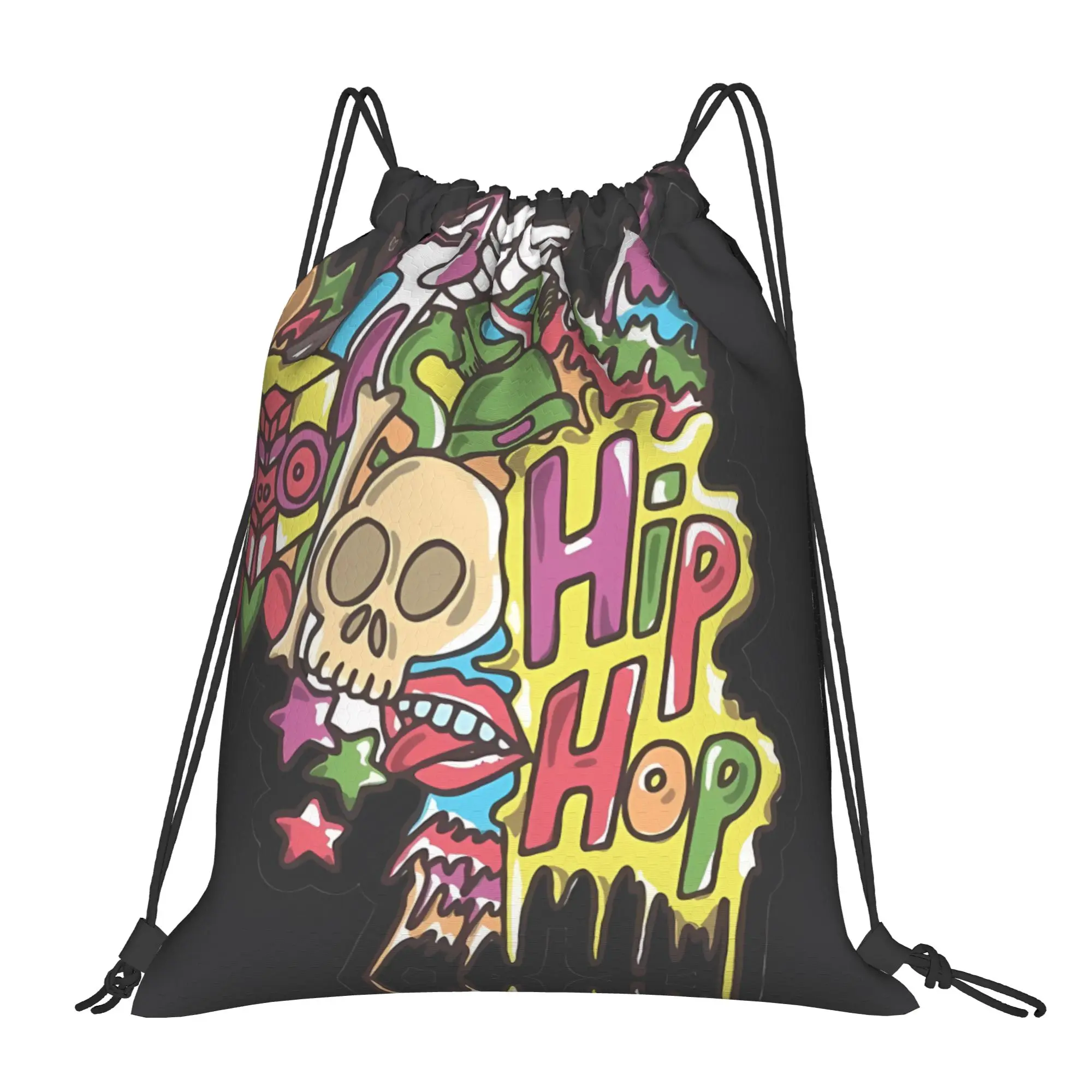 Y2K Hip Hop Graffiti Portable Sports Riding Gym Drawstring cool gift Storage Backpacks