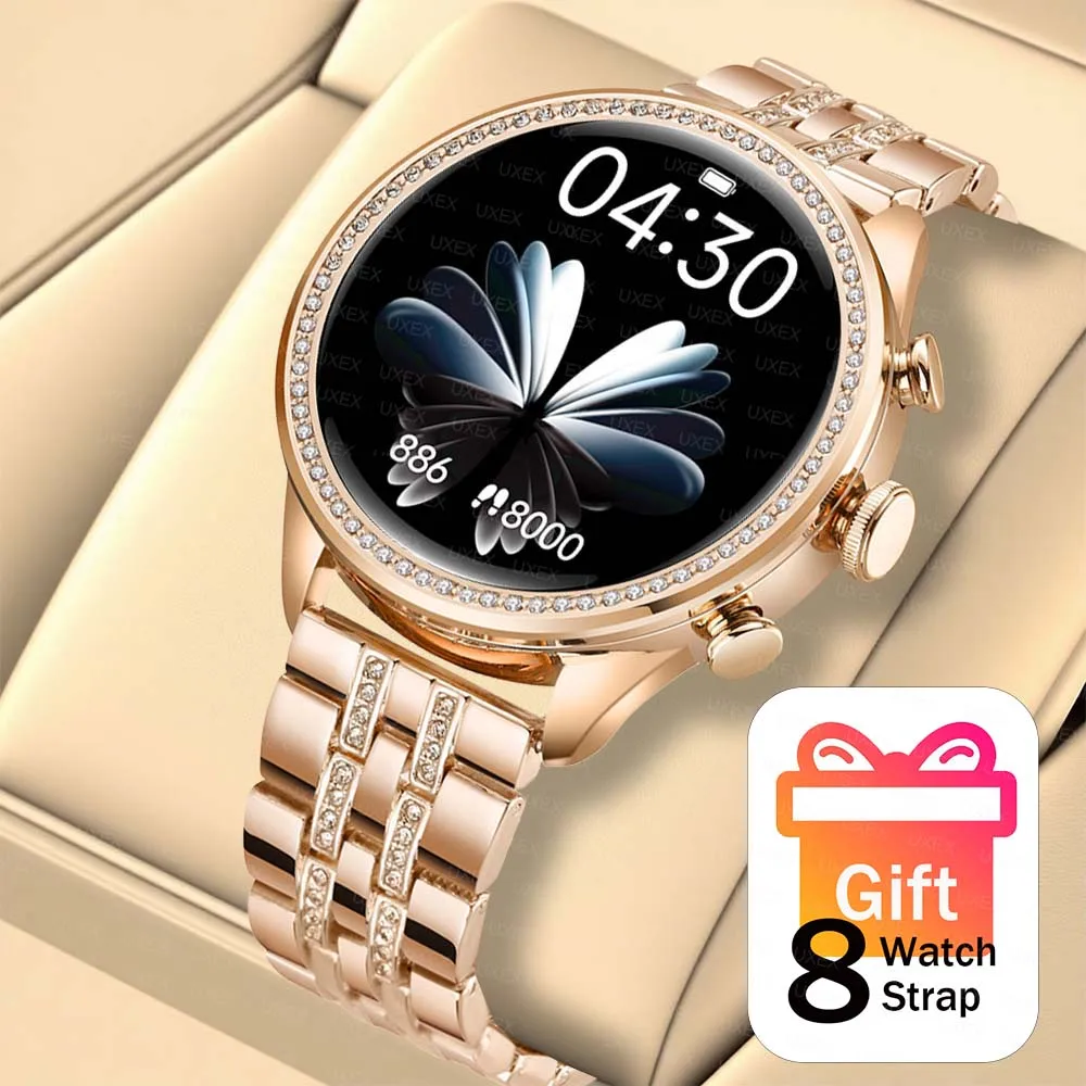 

Fashion 8In1 Smartwatch Different Girl BT Call Health Tracking Custom Photo Voice Assistant Christmas Gift Watches Eight Straps