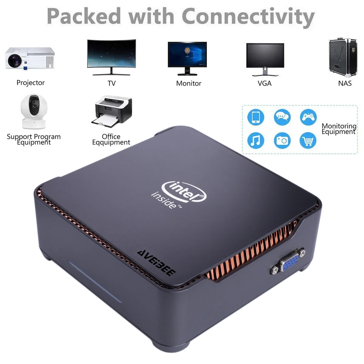 Aveibee mini pc gk3v intel celeron j4125 8gb ddr4 128gb/256gb windows 10 win 11 gamer do computador 4k 60hz hdmi vga minipc