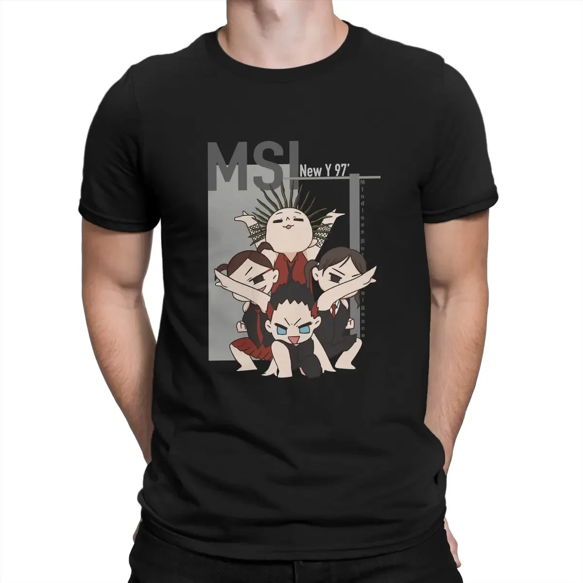 Men T-Shirt Chibi Graphic Novelty Tee Shirt Short Sleeve Mindless Self Indulgence T Shirt Crewneck Tops Gift Idea