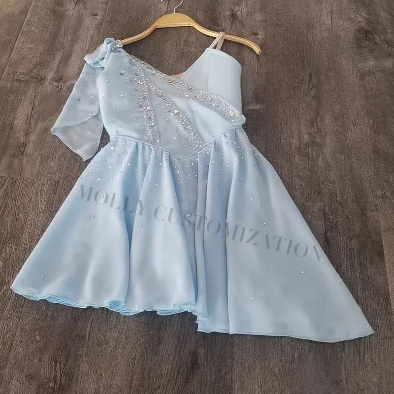 2024 New Advanced Customized Light Blue Cupid Magic Short Veil Skirt Ballet Performance Competition Skirt for Adults and Childre