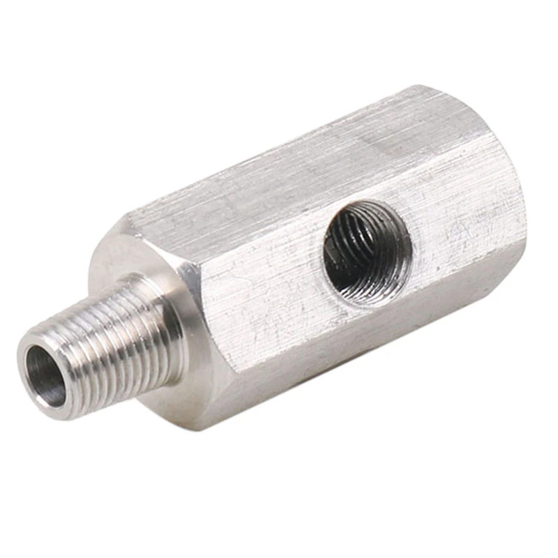 Stainless Steel Turbocharger Connector 1/8Inch BSPT Oil Pressure Sensor Tee To NPT Adapter Turbo Supply Feed Line Meter