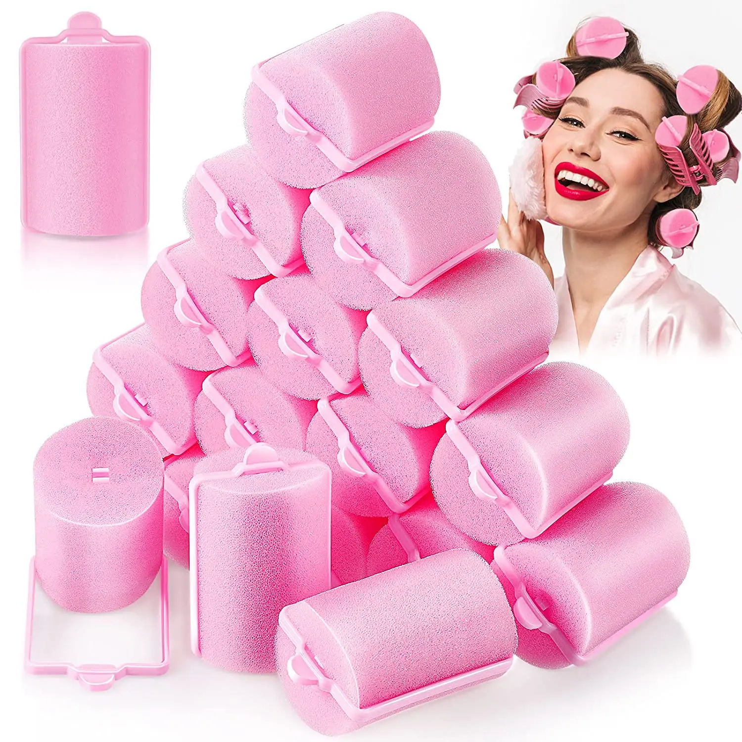 Soft Sponge Foam Cushion Hair Rollers, Barbeiro DIY Cabeleireiro Tool Kit, Onda sem calor, encrespadores, cabeleireiro, 12Pcs Set