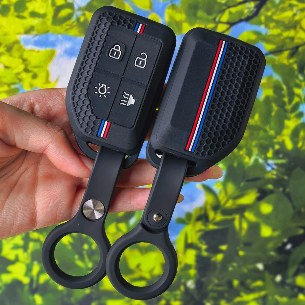 Racing Stripe Silicone Key Fob Case with Keychain, Protective Shell Cover for Volvo New FM FH FH16 Heavy Tractor Van Truck Key