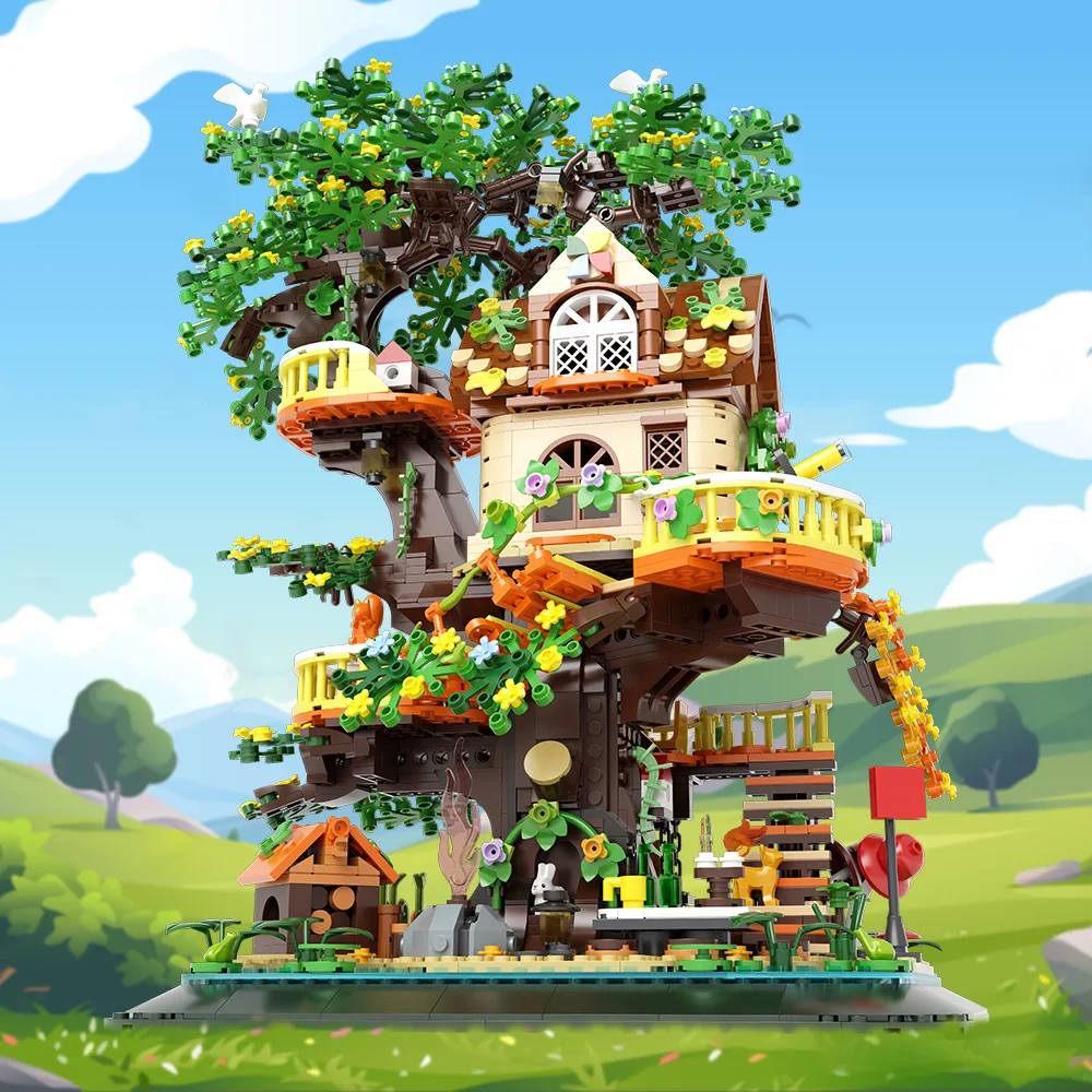 DIY Tree House Model Building Blocks Set 1877PCS Forest House Building Brick Street View Sets Kit Gift for Kids Adults