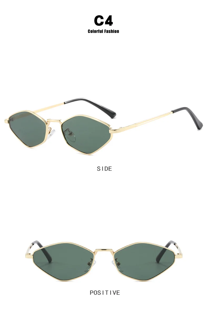 Modische Damen-Sonnenbrille mit Kleinem Polygonrahmen, Markendesigner Metallrahmen-Brille mit UV400-Schutz, Oculos – Detail 13