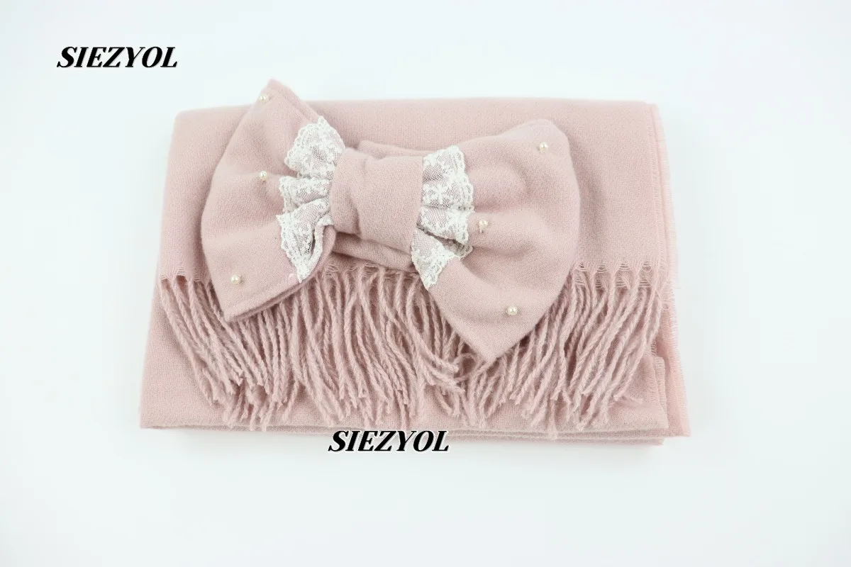Scarf Shawl for Women Kawaii Bow Solid Color Versatile Detachable Japanese Sweet Lolita Cute Girls Fashion Scarves Accessories