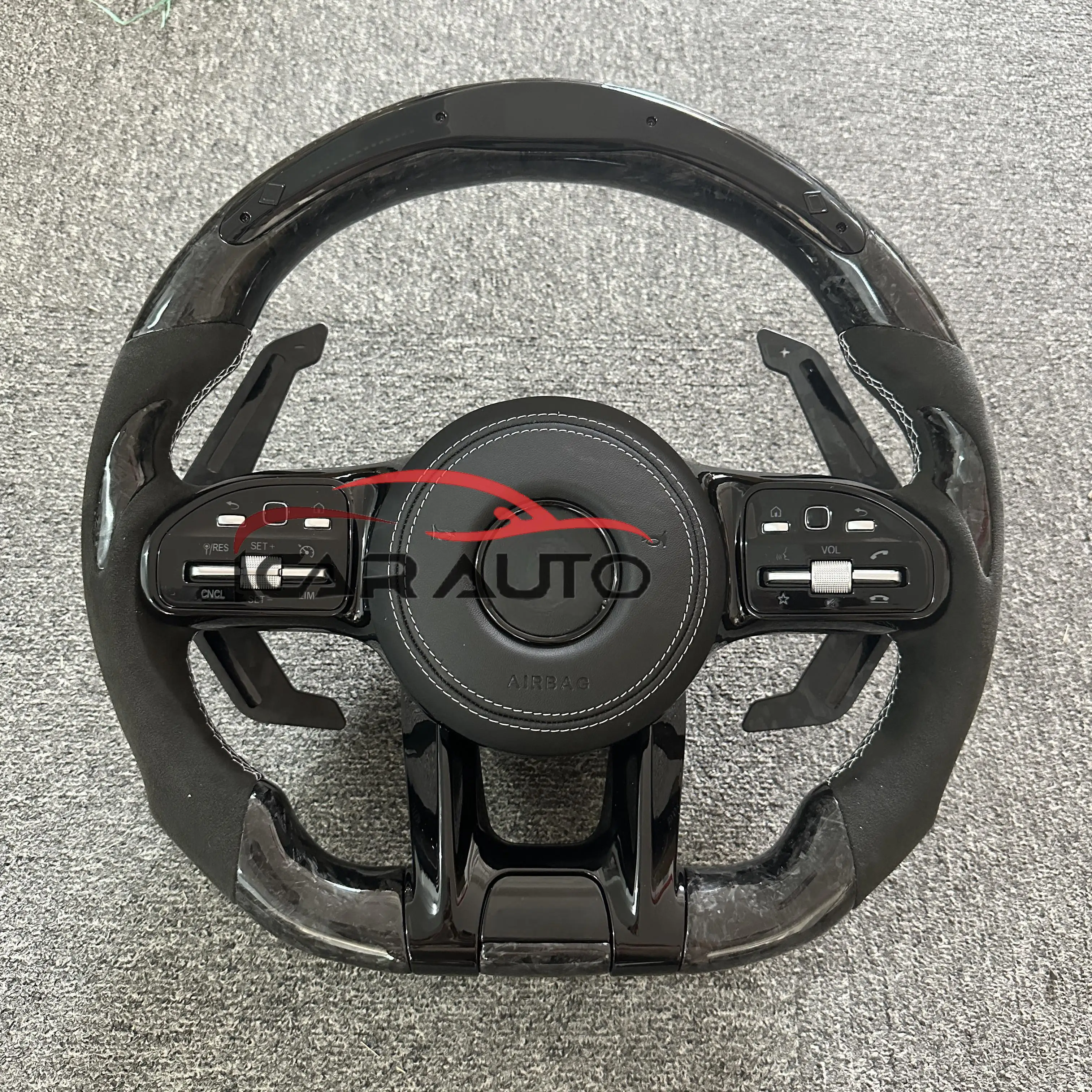 For Car Steering Wheel For Mercedes-Benz W177 W213 W204 W205 W211 C257 Carbon Fiber Sports LED Paddles LED Steering Wheel