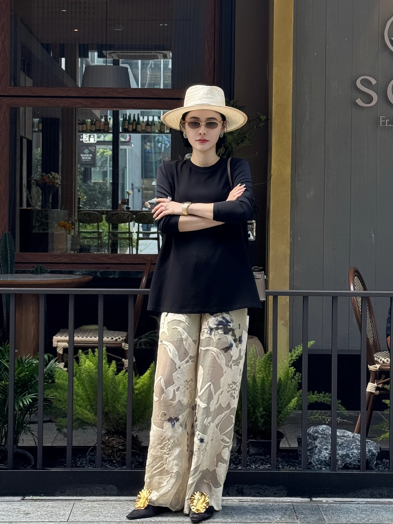 

Yuan Yiling【Fanghua】Burned Flower Long Pants Skirt Set Spring New Classical Aesthetic Elegance Two-Piece Set Ladies Hanfu
