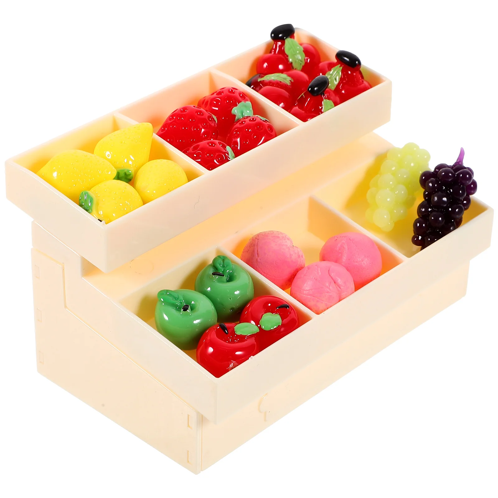 Models Miniature Food Toys on Shelves Fruits Rack Supermarket Shelf Decorate Beige Ornament