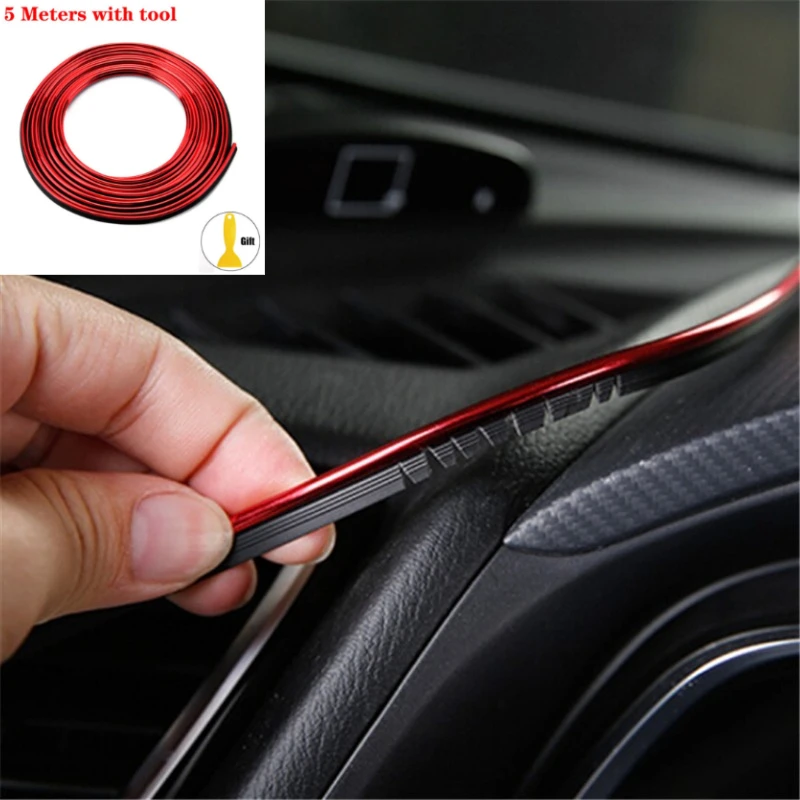 

1PCS Universal Car Moulding Decoration Flexible Strips 5M Interior Auto Mouldings Car Cover Trim Dashboard Door Car-styling