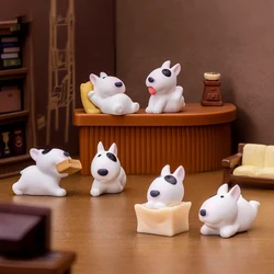 Cute Mini Bullhead Terrier Dog Figurines Micro Landscape Car Dashboard Home Desktop Ornaments