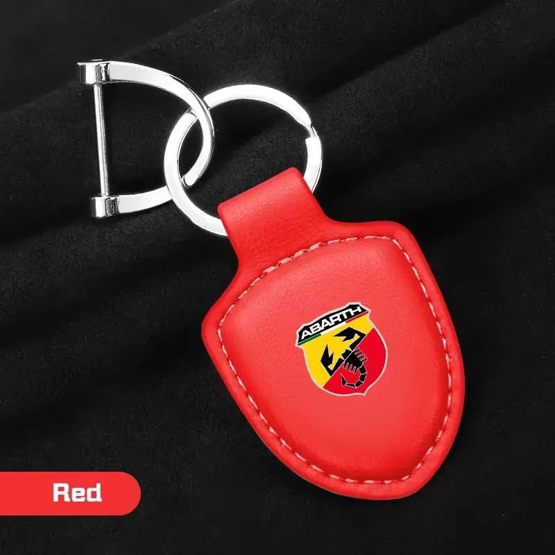 Premium Leather Key Chain Metal Ring Car Key Holder Styling Accessory For Abarth 500 595 695 Punto Evo Grande Punto 124
