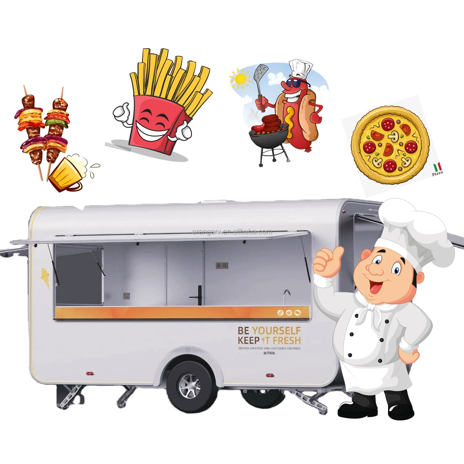

Customized 2024 New Arrival Food Truck With Full Kitchen Mobile Fast Food Trailer Burger Van Catering Trailer