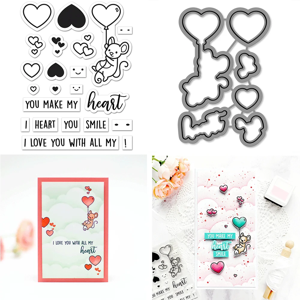 All my Heart; Magic Heart Messages Bundles Clear Stamps And Metal Cutting Dies For DIY Craft Making Card Scrapbooking Decoration