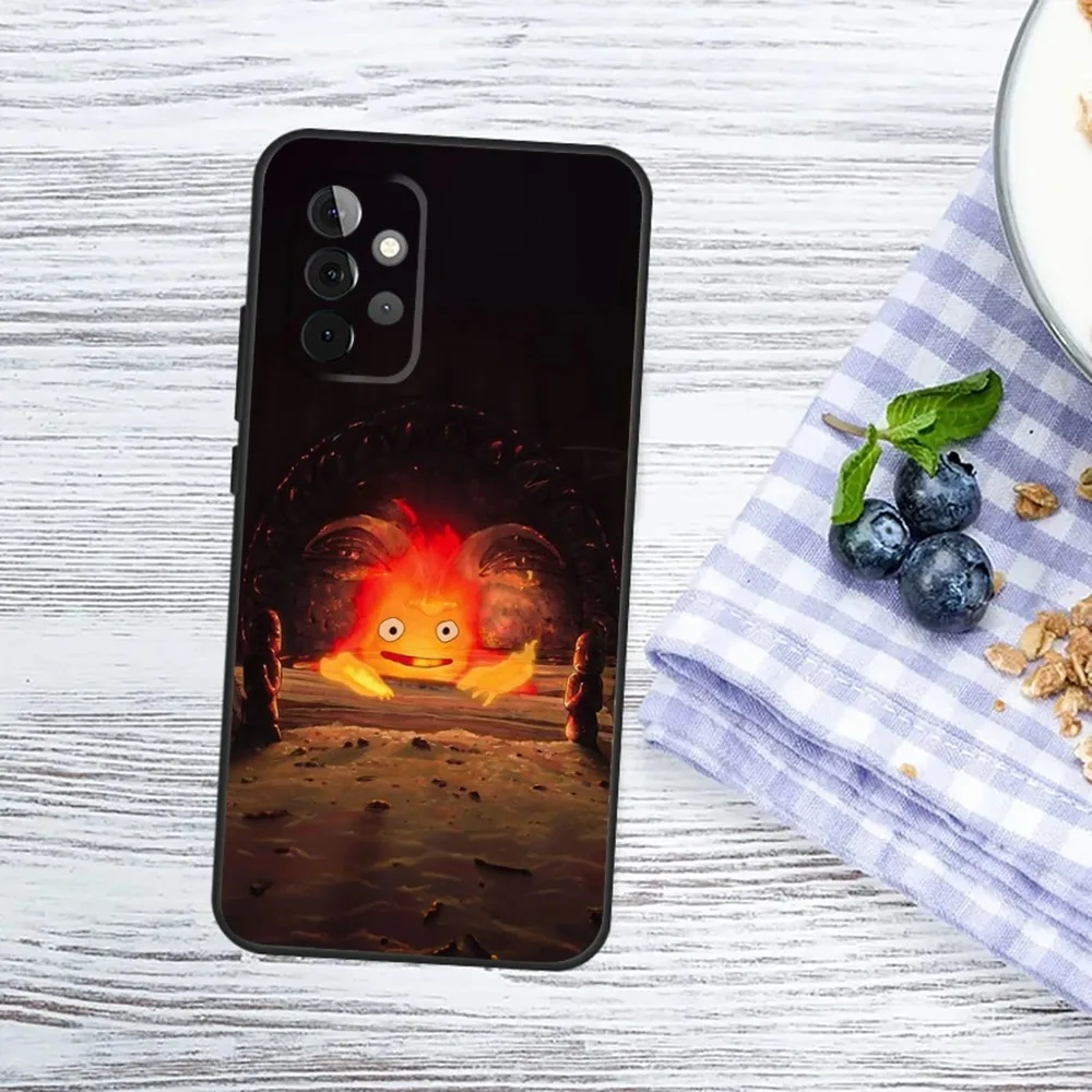 Fire Cute C-CalciferS Phone Case For Samsung Galaxy A13,A21s,A22,A31,A32,A52,A53,A71,A80,A91 Soft Black Phone Cover