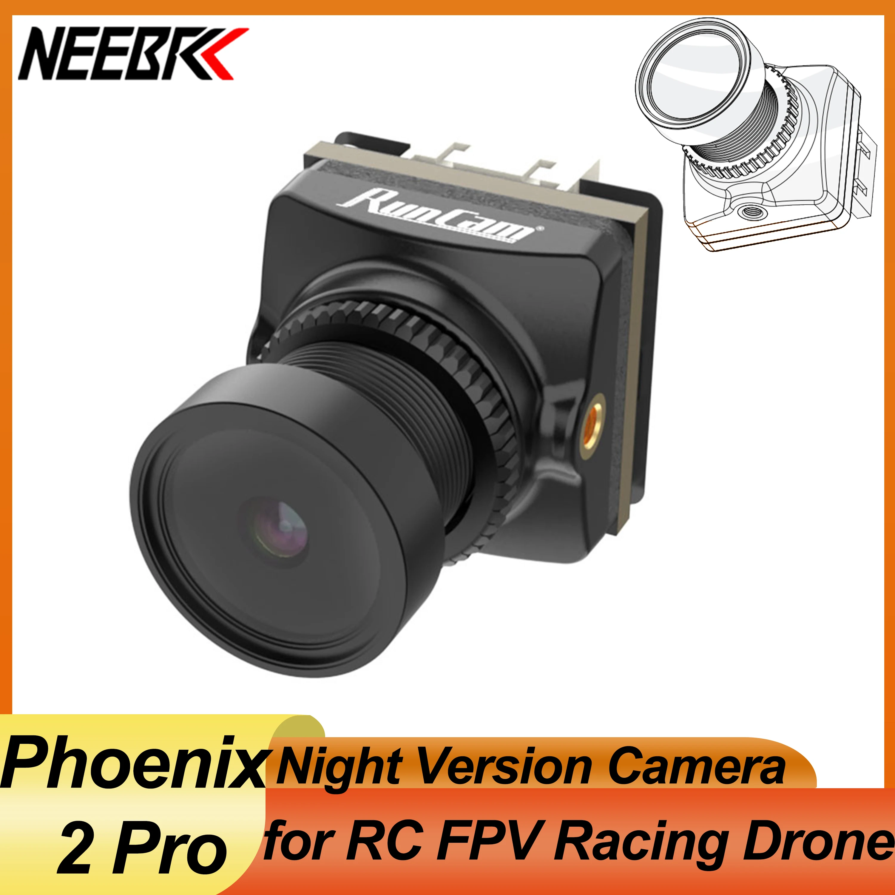 RunCam Phoenix 2 Pro 1500TVL Nachtzicht FPV-camera 16:9 4:3 PAL NTSC DC 5-36V voor FPV Racing Drone RC Quadcopter Multicopter