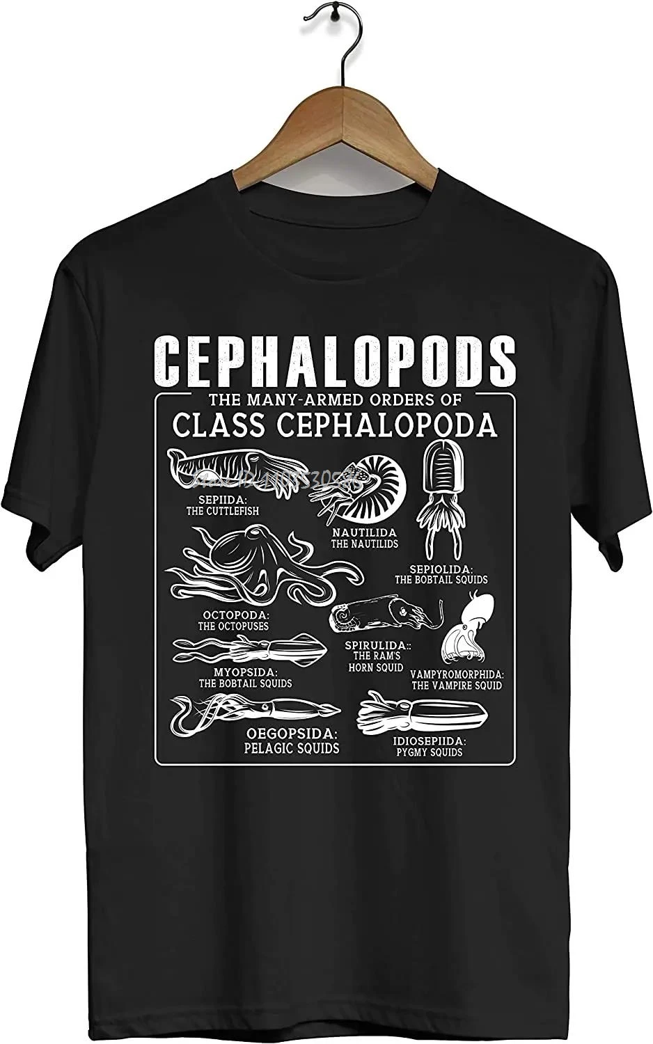 Множество вооруженных заказов класса Кефалопода. Хлопковая футболка Octopus Squid Cuttlefish Nautilus Cephalopods Повседневная футболка большого размера