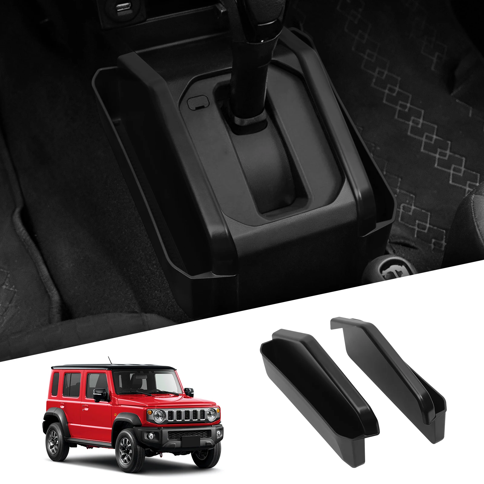 

LUCKEASY for Suzuki Jimny 2024 2025 Central Control Hanging Box ABS Car Tray 2pcs Organizer Accessories Tidying Black