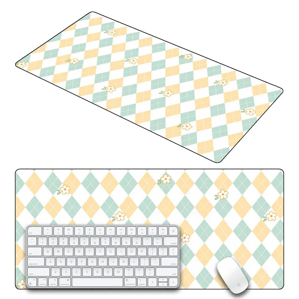 HYBXAXC Simple plaid pink light yellow art Mouse Pad Non-slip Lockedge Thickened Desktop MousePad Large Comfort Gaming Student