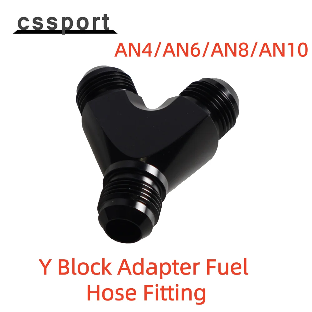 Universal AN4 AN6 AN8 AN10 Y Type Adapter Block Male Thread Fuel Hose Fitting Adapters Tee Oil Pipe Joint