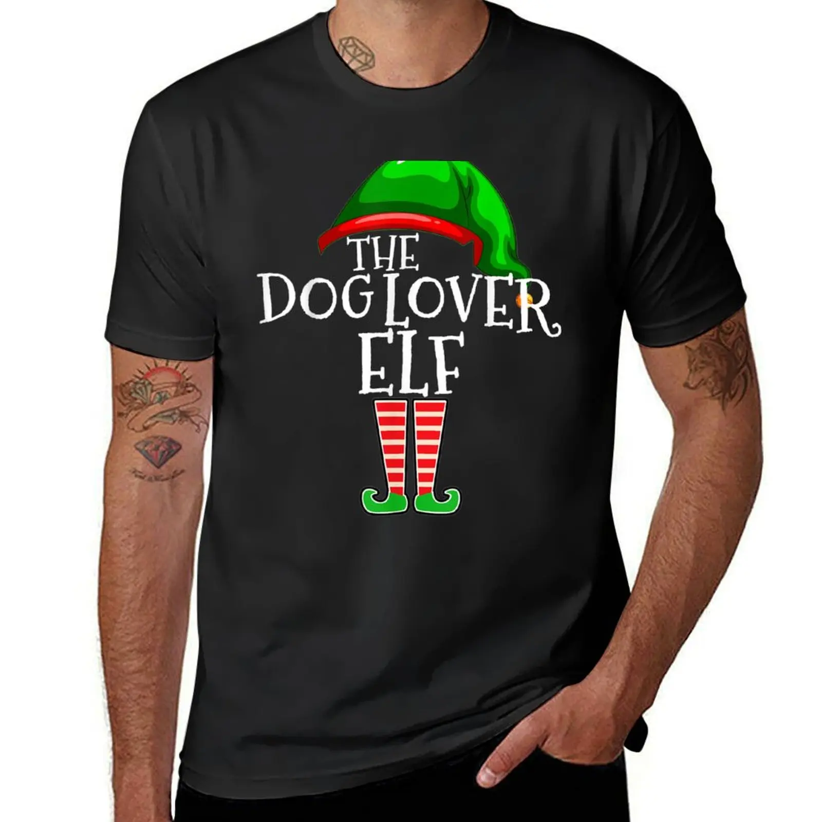Grupo de elfos família combinando t-shirt, Cão Amante, Presente de Natal, Mãe, Pai, Tops bonitos, Roupas Tamanhos Grandes, Roupas masculinas