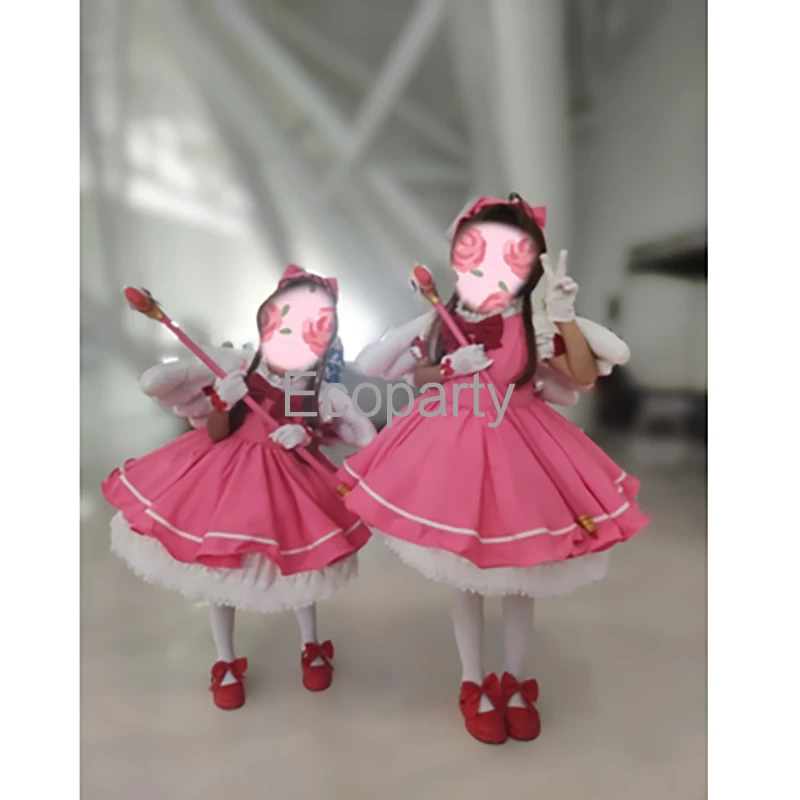 Zapatos de cuero Pu con lazo rojo para mujer, zapatos de Cosplay de Sakura, Captor de tarjetas de Anime japonés, encantador, Kawaii, Lolita, personalizado