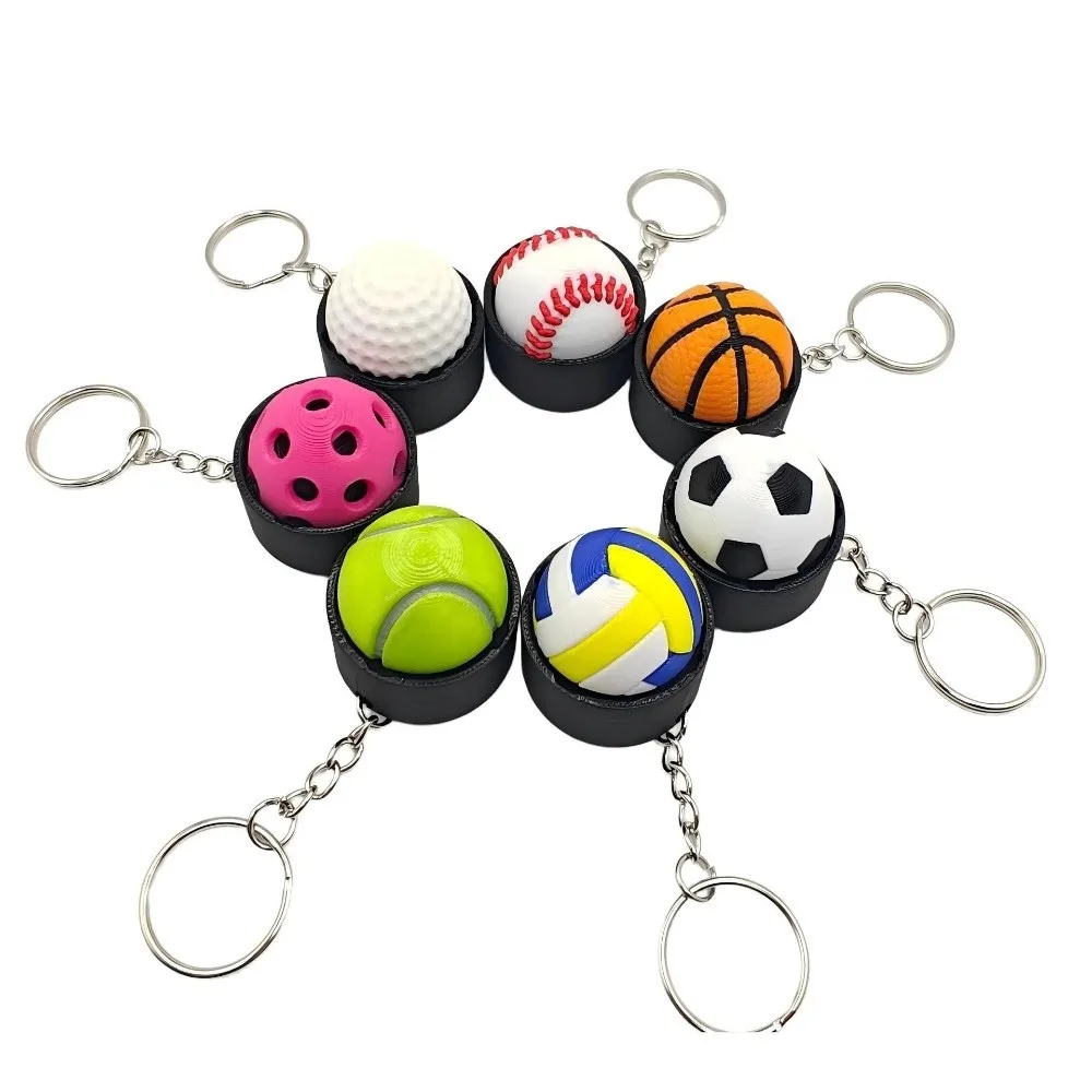 Kugelförmiger Knopf 3D-Gedruckter Schlüsselanhänger Sport-Thema Basketball Stressabbau-Schlüsselanhänger Kreatives Design Tragbarer Klicker-Schlüsselanhänger – Detail 3