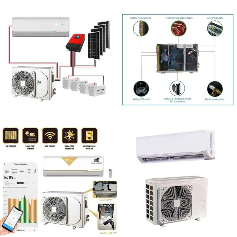 for 9000BTU 12000BTU 18000BTU 24000BTU DC 48V Battery Powered Pure Off Grid Solar Home Air Conditioner