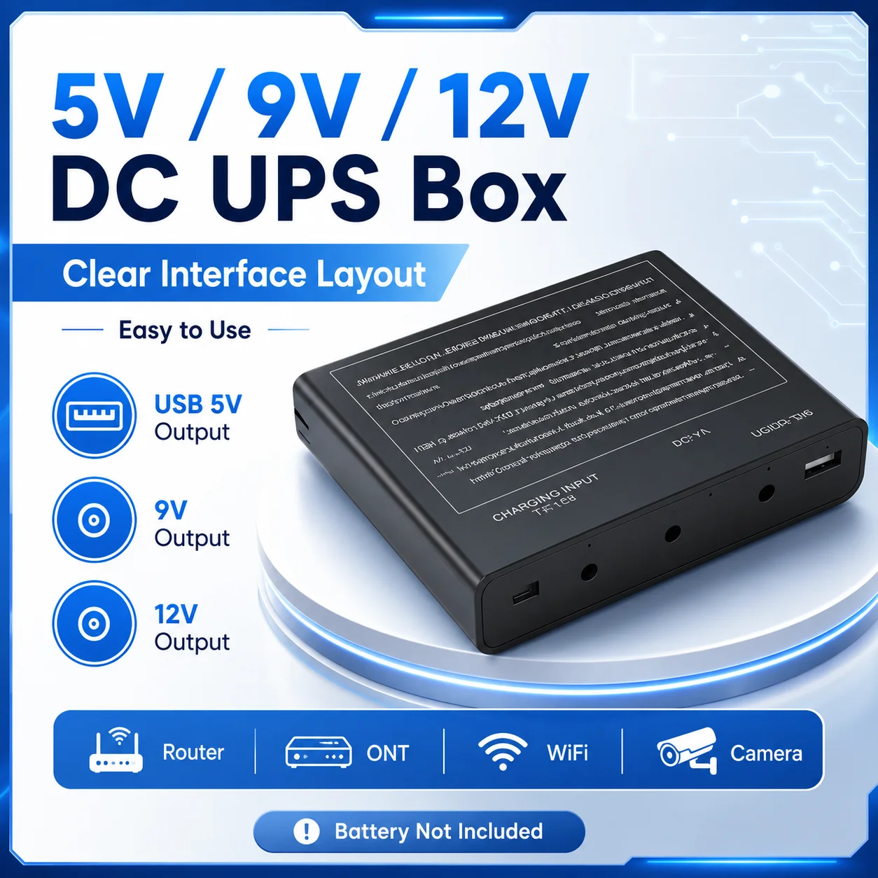 CCTV Camera UPS Box 5V 9V 12V DC Backup Unit Removable Battery Module Continuous Supply for Router ONT WiFi Surveillance Gear