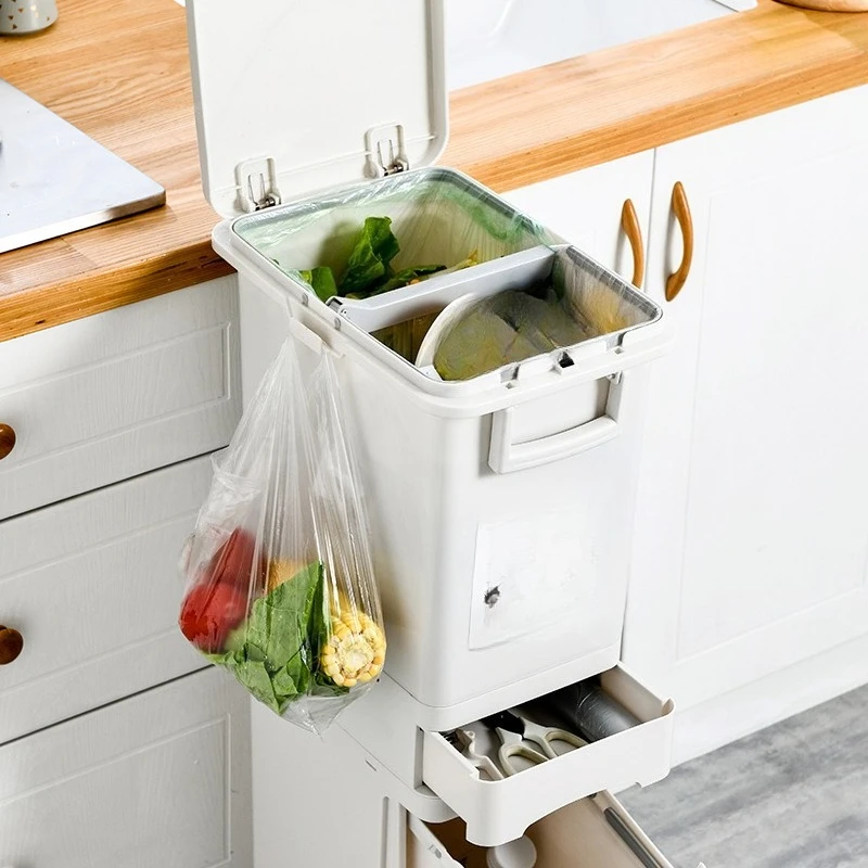 Japanese-style garbage double-layer wet and dry separation large-capacity household with lid inner cylinder large sorting kitche