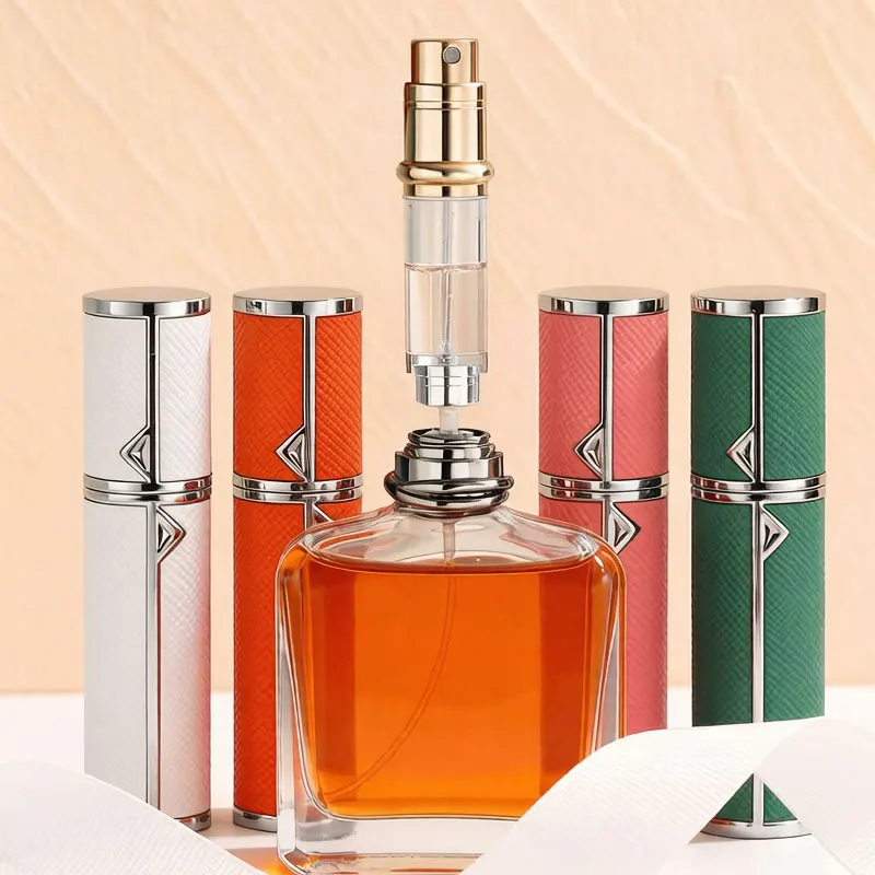 5ML Portable Travel Essentials Perfumes Empty Bottle PU Leather 5ml Perfume Refillable Bottle Mini Size Spray Bottles Traveling