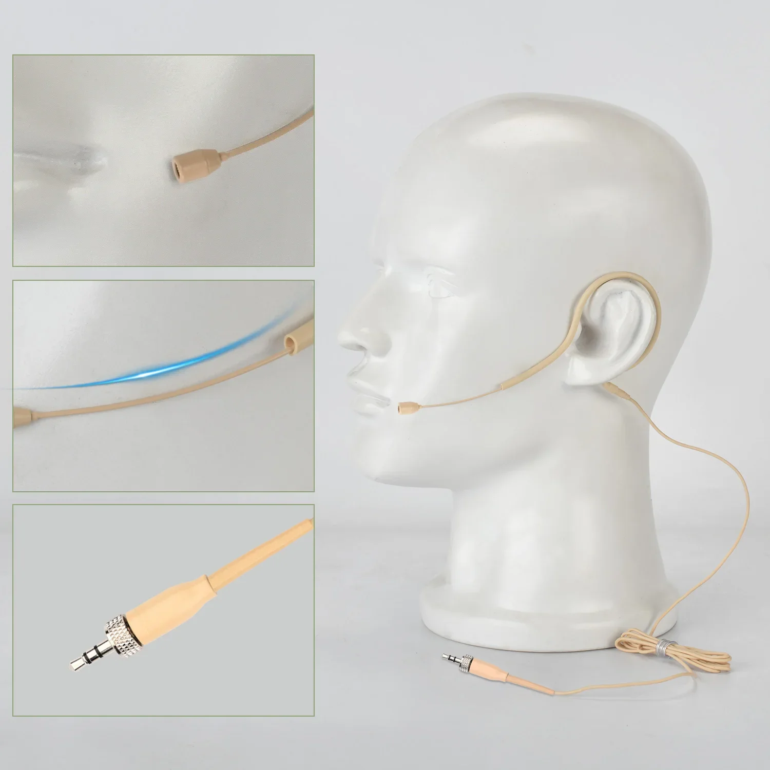 Wired Microphone Headset 3.5mm Plug With Nut Single Ear Hanging Skin Color Condenser Headworn Mic for Teaching HS-13S2-L4A