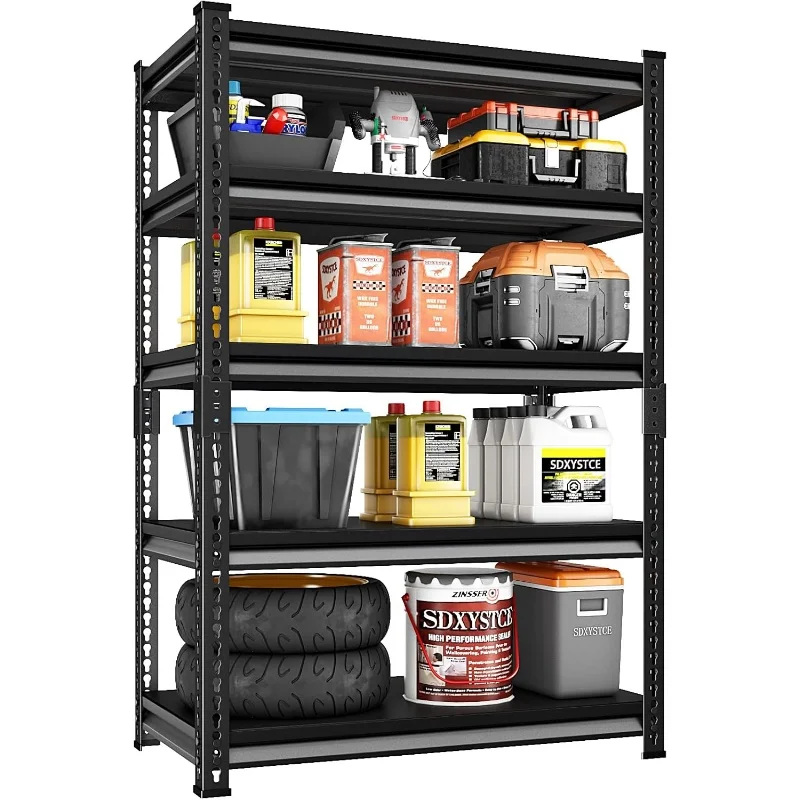 

72" Sturdy Garage Storage Rack with 5 Adjustable Levels, Capable of Supporting 2200LBS, Highly Suitable for Store Displays, Kitc