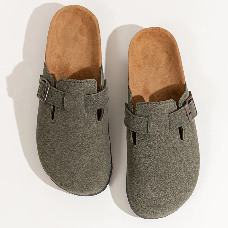 Cork Suede Mules Slippers For Women And Men Fashion Unisex Clogs Shoes Classic Anti-slip Outdoor Slippers With Arch Support