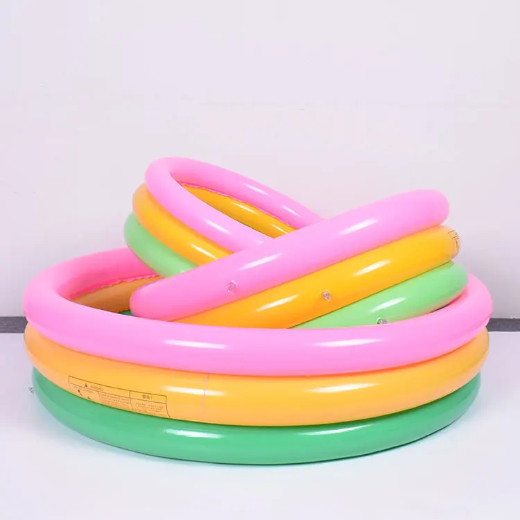 Piscina de água circular do arco-íris do PVC para crianças, brinquedo inflável para o bebê, três cores e 3 camadas, divertimento da água, 60cm, 90cm, 120cm