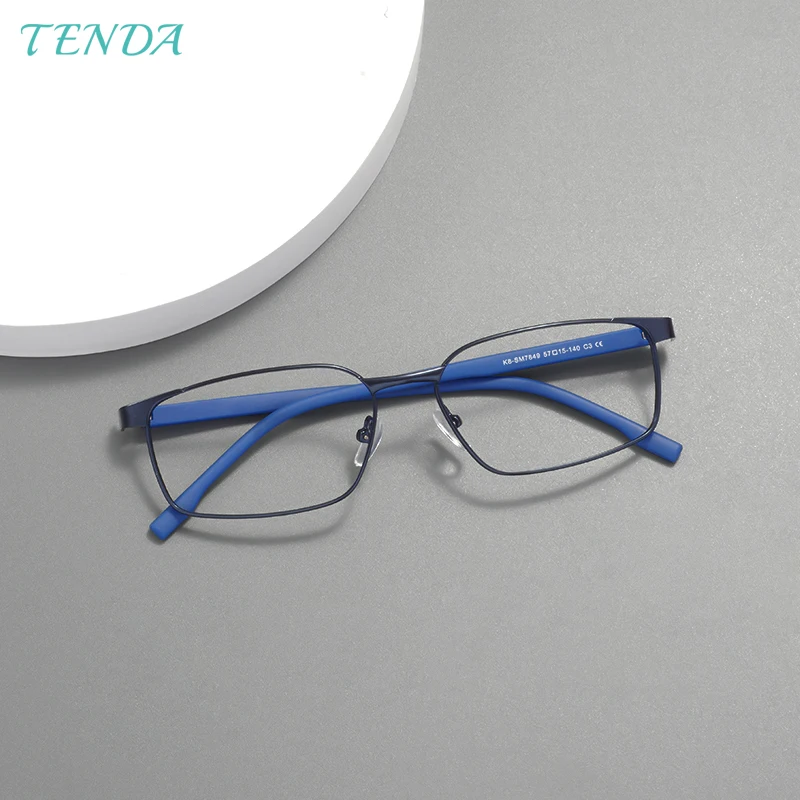 Fashion Men and Women Geometric Full Rim Metal TR90 Glasses Frame With Spring Hinge For Prescription