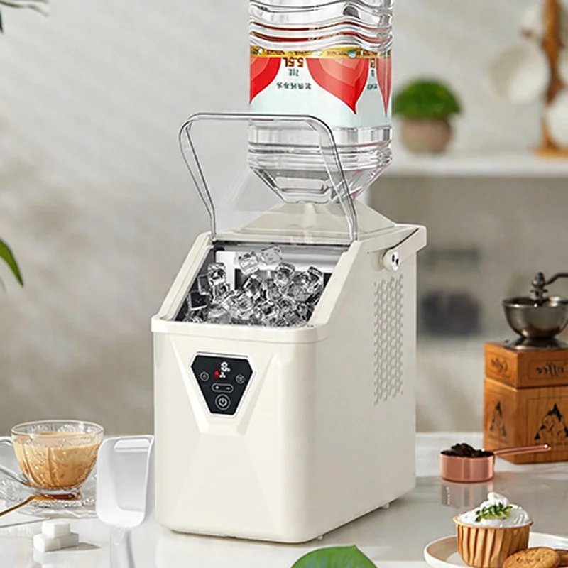Compact Automatic Ice Maker, 12KG/24H Ice Output, Antibacterial Inner Tank—Ideal for Dorm Rooms, Bars, and Bubble Tea Shops