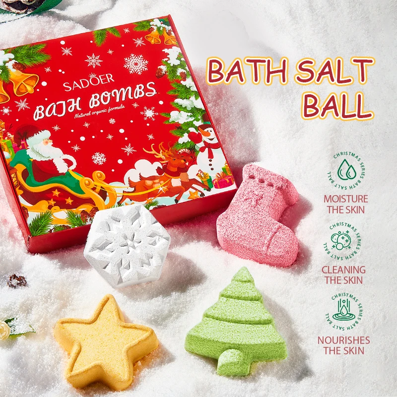 Christmas Bath Gift Set Cute Shape Body Cleansing Bath and Foot Soak Rich Foam Multiple Scents Holiday Gift for Women