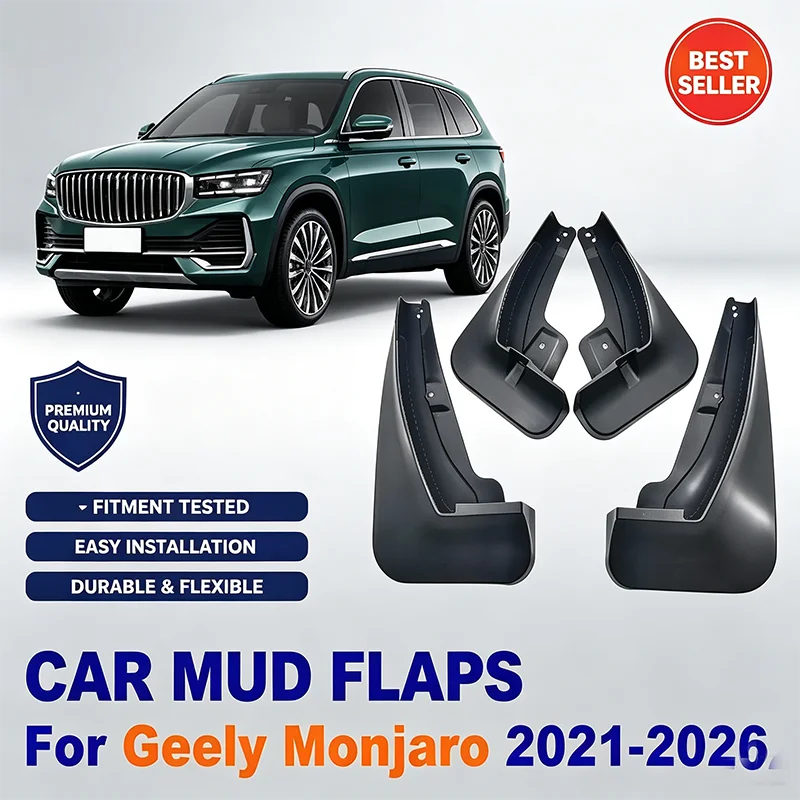 For Geely Monjaro 2021-2026 4Pcs Splash Guards Mud Flaps Front Rear Wheel Fender Protector Heavy Duty Car Exterior