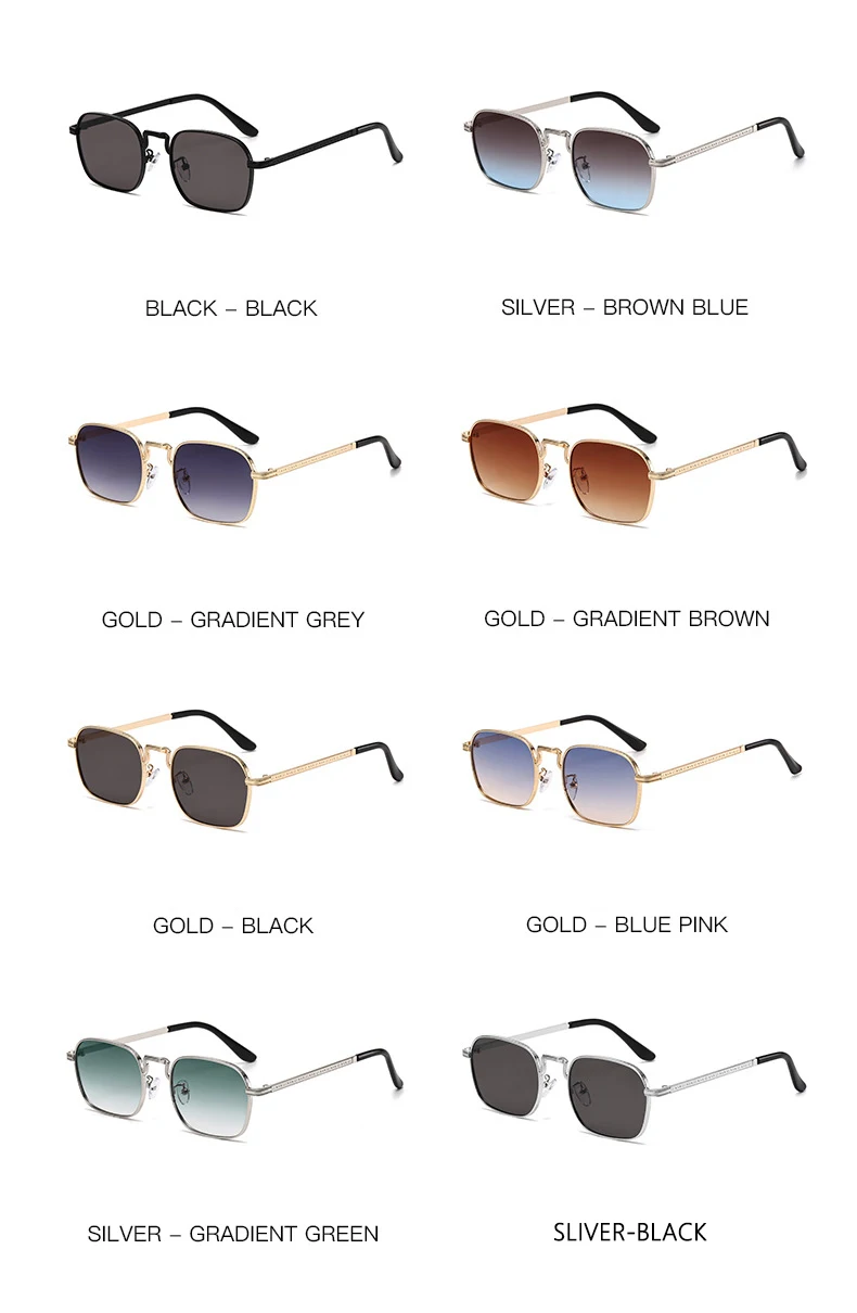 Neue trendige metallische personalisierte vielseitige Herren-Sonnenbrille mit rechteckigen Rahmen im Retro-Stil für Damen 2402 – Detail 8