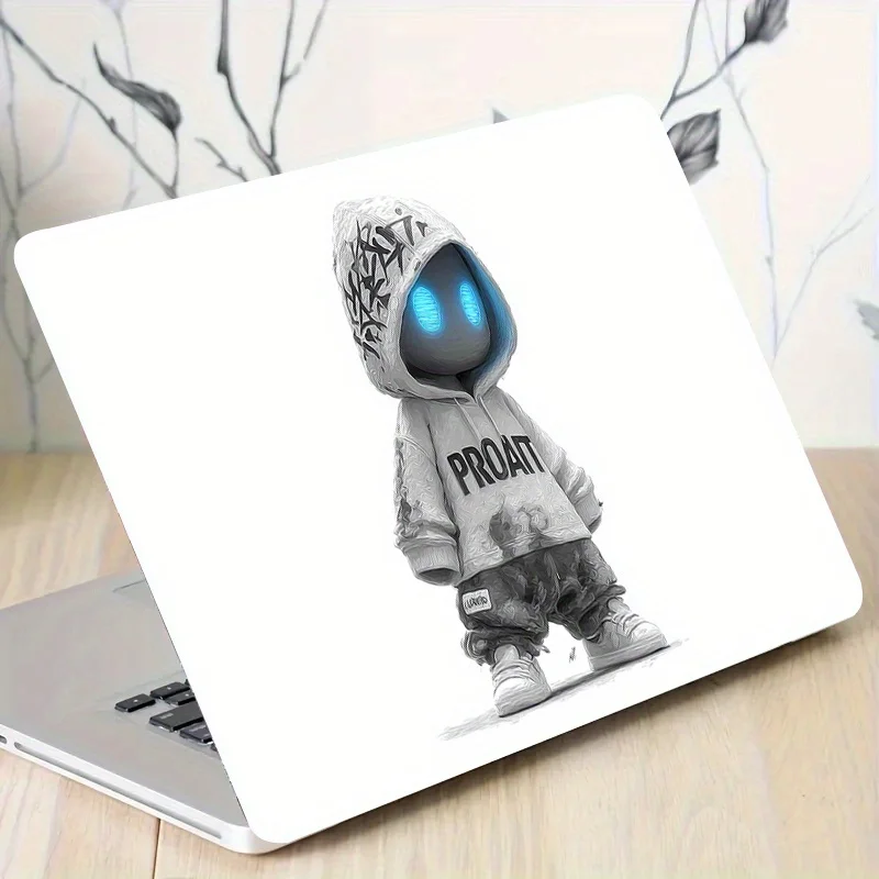 

Robot Design PVC Laptop Cover Sticker for 2 Blue Glowing Eyes - Glossy Scratch Protective Case with Glowing Blue Eyes and